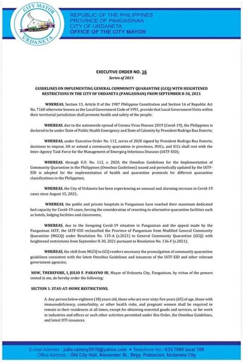 urdaneta city officials|EXECUTIVE ORDER NO.16 SERIES OF .